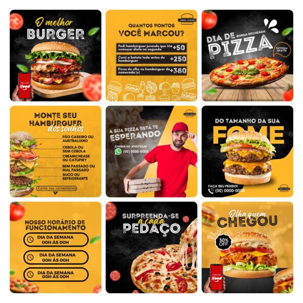 Pack Canva Fast Food Template Canva 30 Artes + Bônus