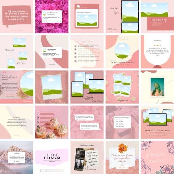 Pack Canva Feed Post Instagram 1.0 Template Canva 100 Artes + Bônus