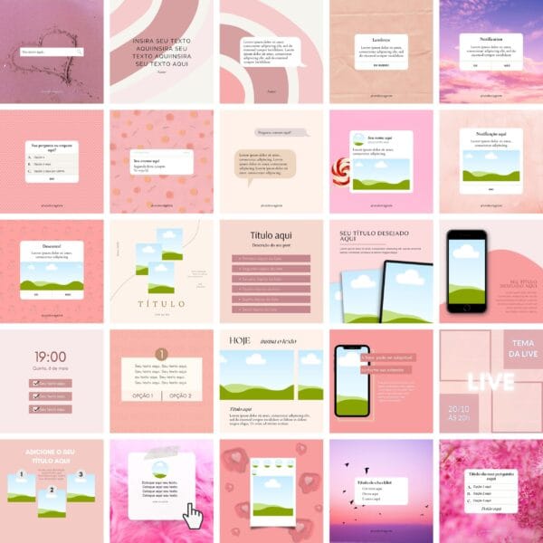 Pack Canva Feed Post Instagram 1.0 Template Canva 100 Artes + Bônus