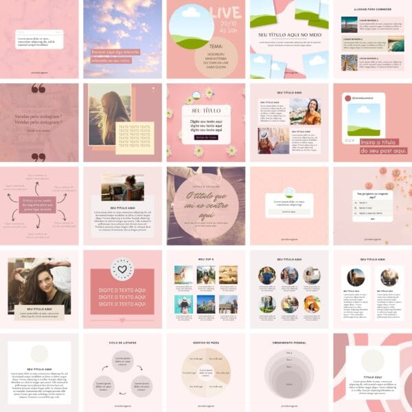 Pack Canva Feed Post Instagram 1.0 Template Canva 100 Artes + Bônus