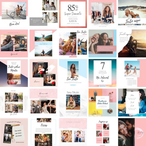 Pack Canva Feed Post Instagram 2.0 Template Canva 100 Artes + Bônus