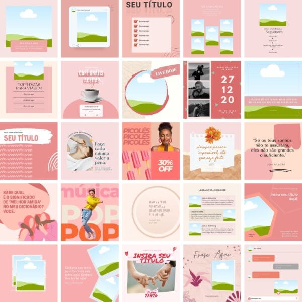 Pack Canva Feed Post Instagram 3.0 Template Canva 100 Artes + Bônus