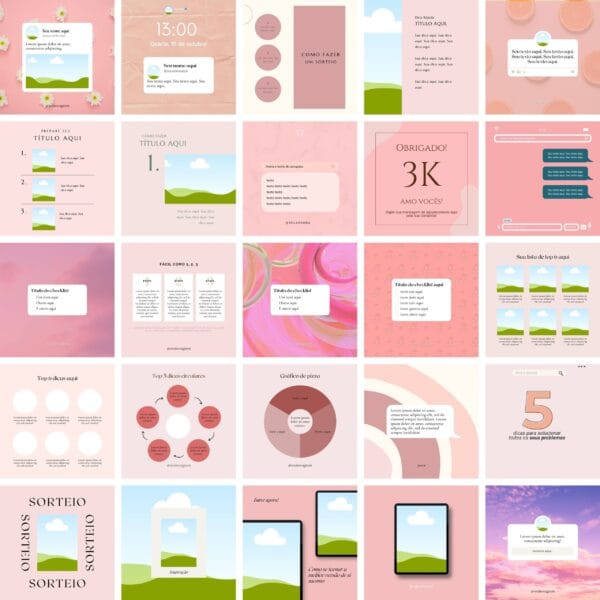Pack Canva Feed Post Instagram 3.0 Template Canva 100 Artes + Bônus