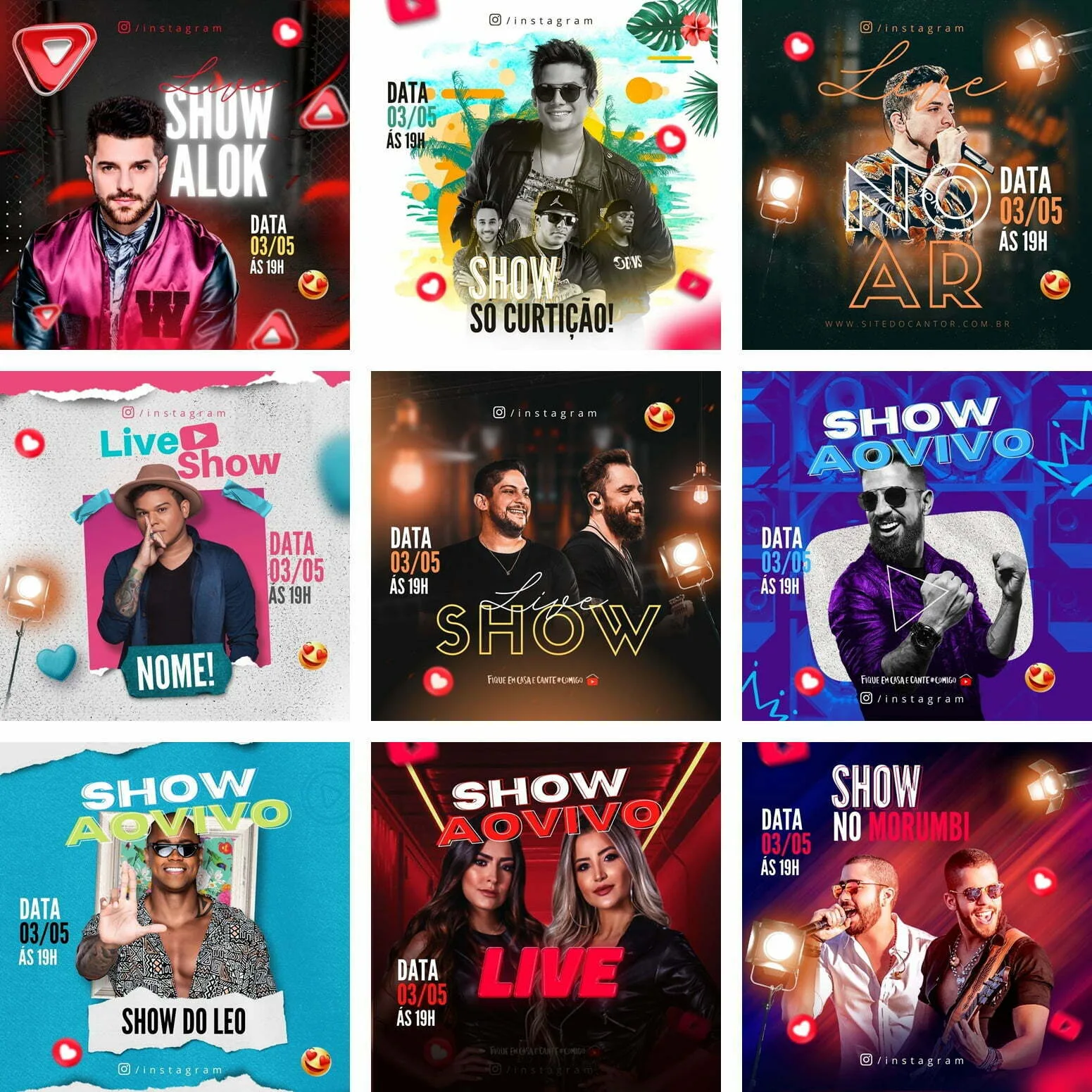 Pack Canva festa Eventos Shows Template Canva 10 Artes + Bônus
