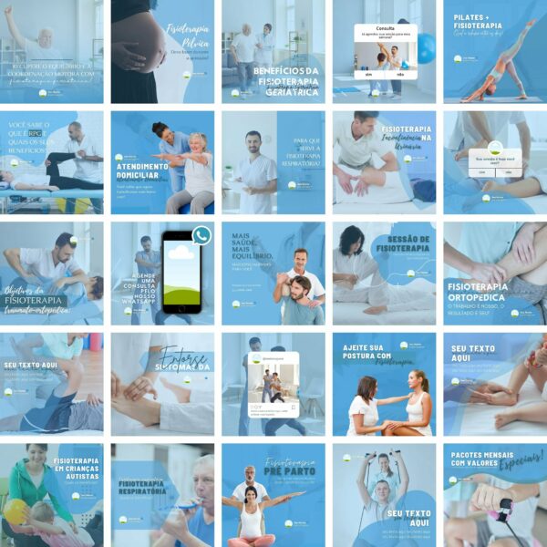 Pack Canva Fisioterapia 2.0 Template Canva 25 Artes + Bônus