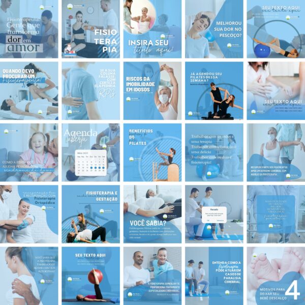 Pack Canva Fisioterapia Template Canva 25 Artes + Bônus