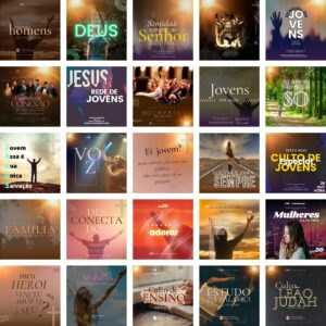 Pack Canva Gospel Culto Template Canva 50 Artes + Bônus
