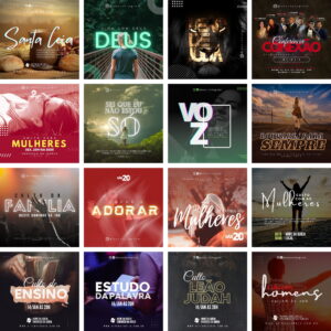 Pack Canva Gospel Cultos Louvor Template Canva 40 Artes + Bônus