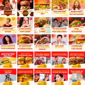 Pack Canva Hamburgueria 3.0 Template Canva 100 Artes + Bônus