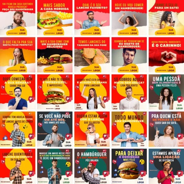 Pack Canva Hamburgueria 3.0 Template Canva 100 Artes + Bônus