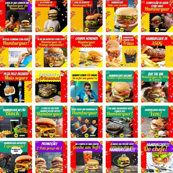 Pack Canva Hamburgueria Template Canva 200 Artes + Bônus