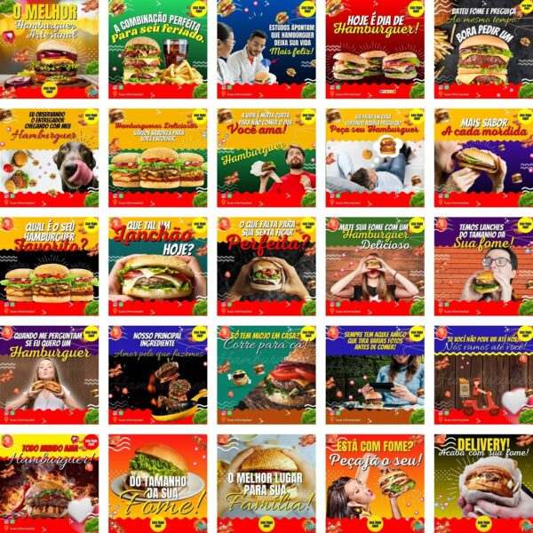 Pack Canva Hamburgueria Template Canva 200 Artes + Bônus