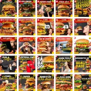Pack Canva Hamburgueria Template Canva 200 Artes + Bônus