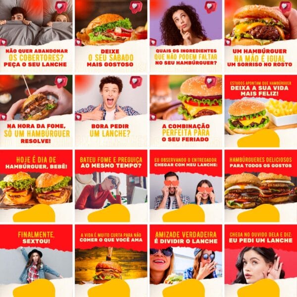 Pack Canva Hamburgueria Template Canva 200 Artes + Legendas