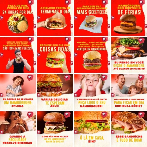 Pack Canva Hamburgueria Template Canva 200 Artes + Legendas