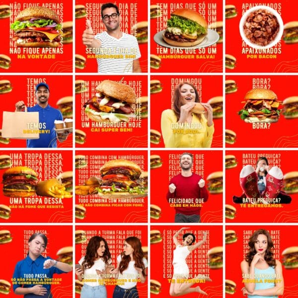 Pack Canva Hamburgueria Template Canva 200 Artes + Legendas