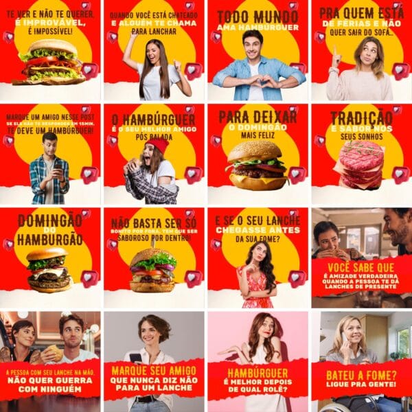 Pack Canva Hamburgueria Template Canva 200 Artes + Legendas