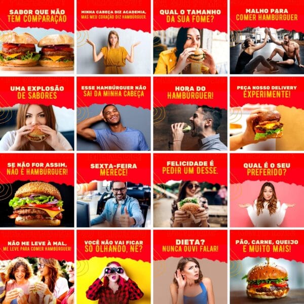 Pack Canva Hamburgueria Template Canva 200 Artes + Legendas