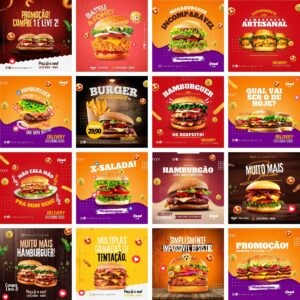 Pack Canva Hamburgueria Template Canva 36 Artes + Bônus