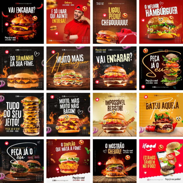 Pack Canva Hamburgueria Template Canva 36 Artes + Bônus