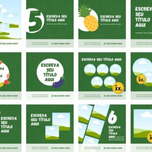 Pack Canva Hortifruti Sacolão Feira Template Canva 12 Artes + Bônus
