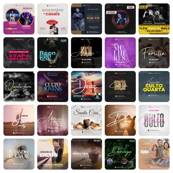 Pack Canva Igreja Culto Gospel Template Canva 80 Artes + Bônus