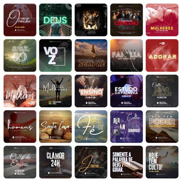 Pack Canva Igreja Culto Gospel Template Canva 80 Artes + Bônus