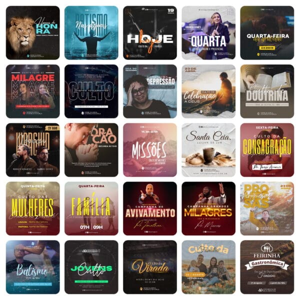 Pack Canva Igreja Culto Gospel Template Canva 80 Artes + Bônus