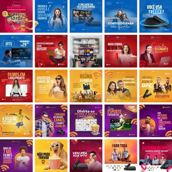 Pack Canva IPTV TV Assinatura Template Canva 60 Artes + Bônus