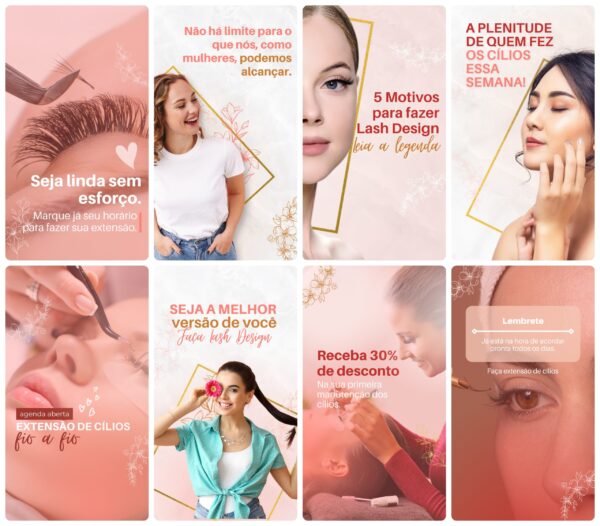 Pack Canva Lash Designer Template Canva 28 Artes Storie + Bônus