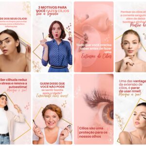 Pack Canva Lash Designer Template Canva 28 Artes Storie + Bônus