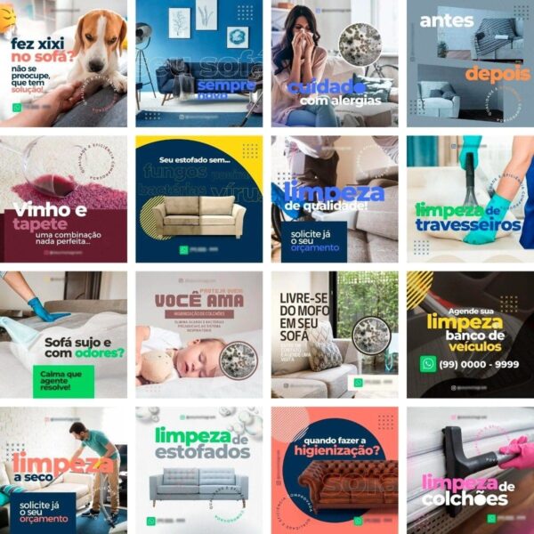 Pack Canva Limpeza De Estofado Arquivos Editável 30 Artes