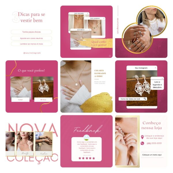 Pack Canva Loja de Acessórios Template Canva 50 Artes + Bônus