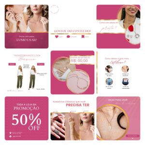 Pack Canva Loja de Acessórios Template Canva 50 Artes + Bônus