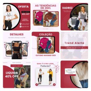 Pack Canva Loja de Roupas Femina Template Canva 40 Artes + Bônus