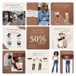 Pack Canva Loja de Roupas MInimalista Template Canva 40 Artes + Bônus