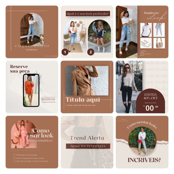 Pack Canva Loja de Roupas MInimalista Template Canva 40 Artes + Bônus