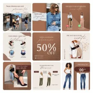 Pack Canva Loja de Roupas MInimalista Template Canva 40 Artes + Bônus