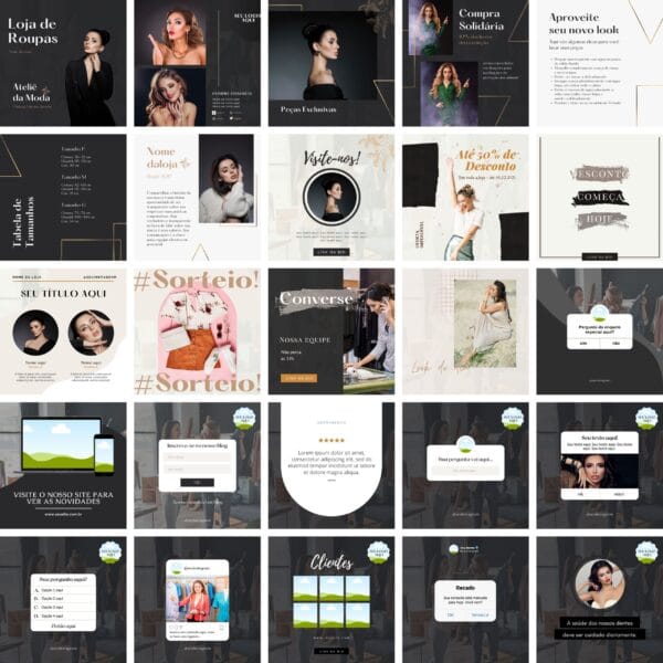 Pack Canva Loja de Roupas Template Canva 30 Artes + Bônus