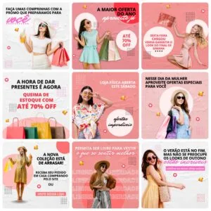 Pack Canva Loja de Roupas Template Canva 30 Artes + Bônus