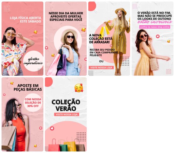 Pack Canva Loja de Roupas Template Canva 30 Artes Storie + Bônus