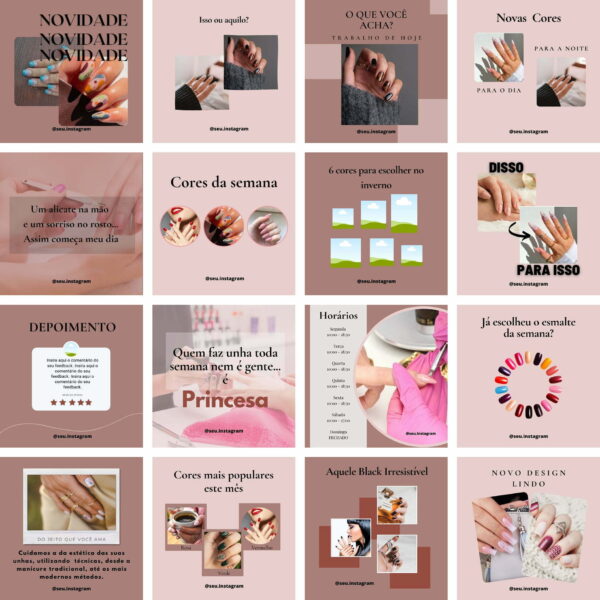 Pack Canva Manicure e Pedicure Template Canva 100 Artes + Bônus