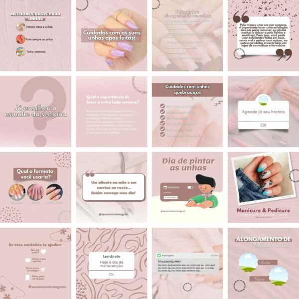 Pack Canva Manicure e Pedicure Template Canva 100 Artes + Bônus