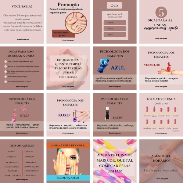Pack Canva Manicure e Pedicure Template Canva 100 Artes + Bônus