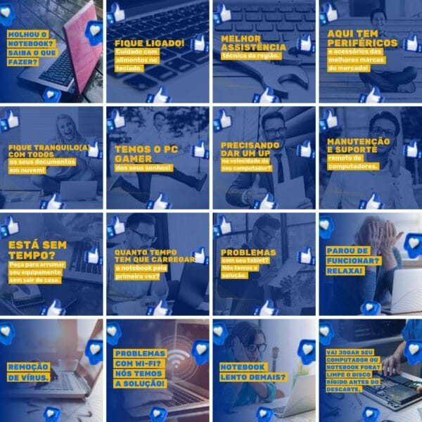 Pack Canva Manutenção de Computadores Template Canva 200 Artes + Legendas