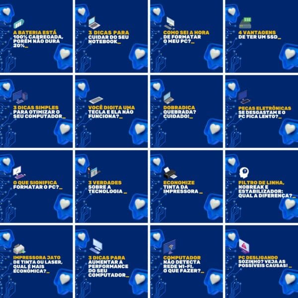 Pack Canva Manutenção de Computadores Template Canva 200 Artes + Legendas