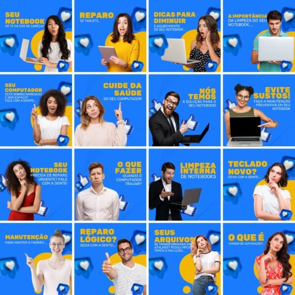 Pack Canva Manutenção de Computadores Template Canva 200 Artes + Legendas