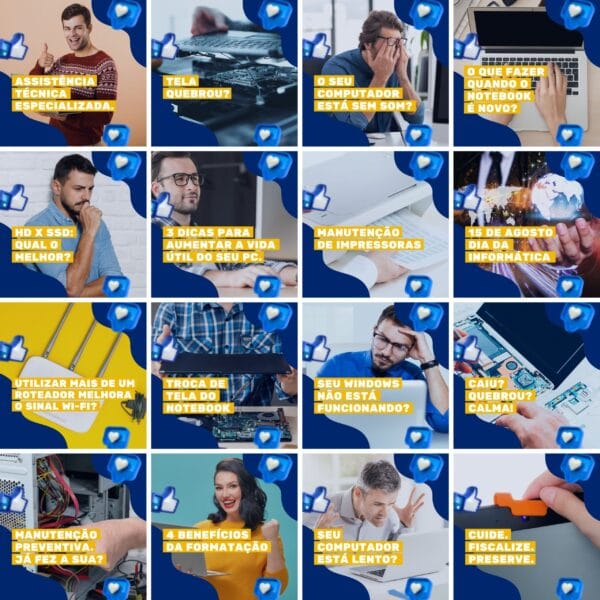 Pack Canva Manutenção de Computadores Template Canva 200 Artes + Legendas