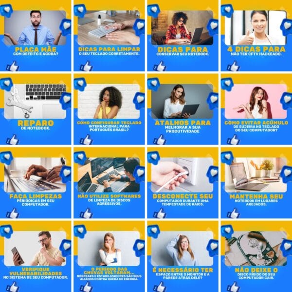 Pack Canva Manutenção de Computadores Template Canva 200 Artes + Legendas