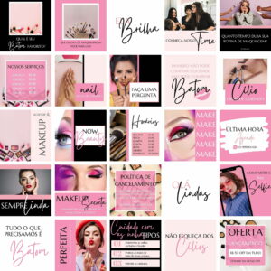 Pack Canva Maquiagem Makeup Template Canva 25 Artes + Bônus
